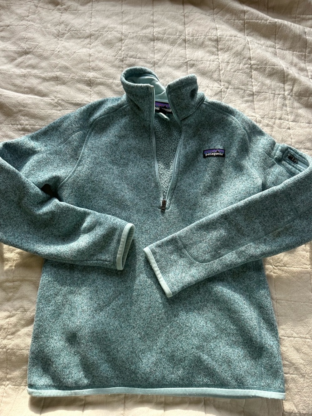 Patagonia Heathered Light Teal Quarter-Zip Pullover